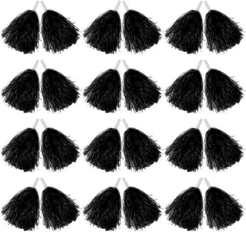 Miniatura 10 de Hooshing 12/24/80 PCS Pompones de Animadoras Deportivos con Espíritu Pompones de Animación de Plástico con Asas para Niños Adultos Equipo Fiesta Rosa