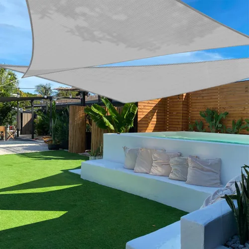 Tang toldo de sol, velas de sombra, triángulo permeable, Toldo estándar comercial personalizable 180gsm, Gris claro