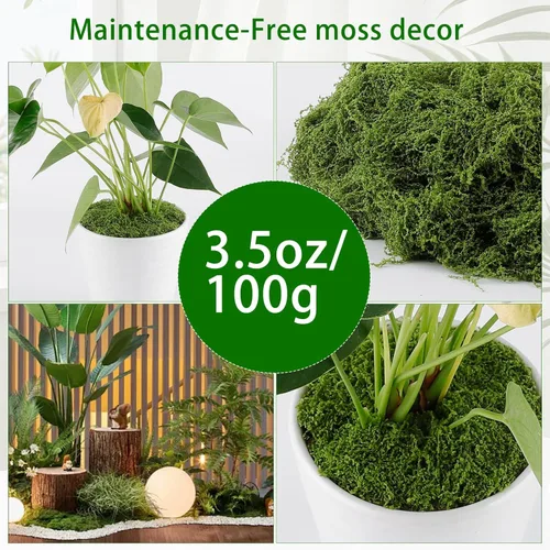 Miniatura 2 de Yomirduy Musgo artificial para manualidades, musgo verde falso de 3.5 onzas para plantas en maceta, decoración de bricolaje, paredes, centros