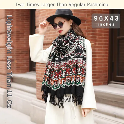 Miniatura 135 de DANA XU Manta de pashmina extragrande 100% de lana merina, bufanda de viaje, bufanda de cachemira para mujer, otoño e invierno, chal de gran