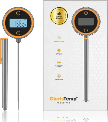 Pocket Pro - Termómetro digital de lectura instantánea de 1 segundo para carne, recargable para parrilla, alimentos, barbacoa, cocina de cocina,