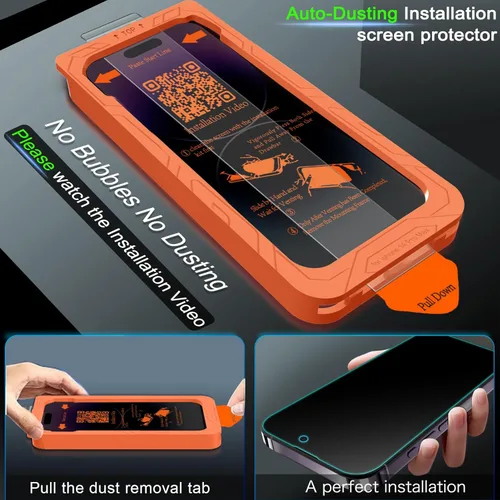 Miniatura 3 de IMBZBK [Eliminación automática de polvo] Paquete de 3 protectores de pantalla de privacidad para iPhone 14 Pro Max anti espía accesorios privados