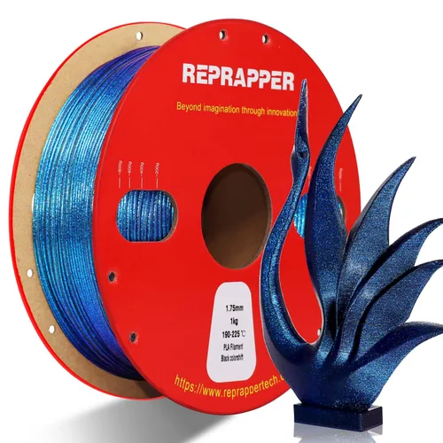 Miniatura 31 de RepRapper Filamento de ácido poliláctico (PLA), paquete de muestra de purpurina multicolor, brillante Galaxy Silk PLA0.069 pulgadas para impresora