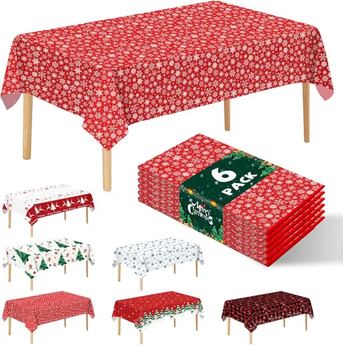 Miniatura 24 de Paquete de 6 manteles de plástico desechables patrióticos de 54 x 108 pulgadas, para fiestas con temática conmemorativa, desechables para mesas de 6