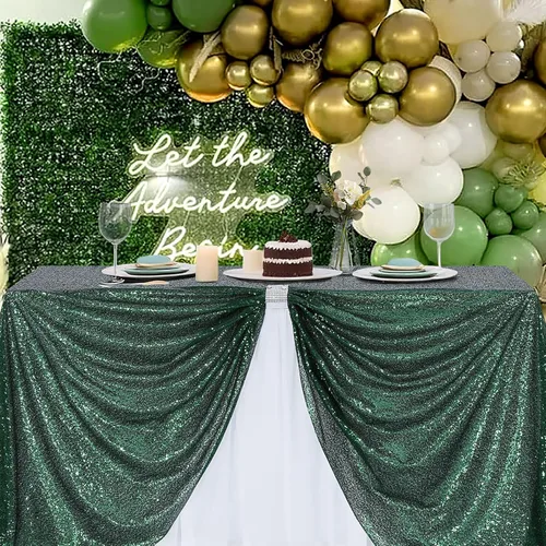 Miniatura 28 de B-COOL Mantel de lentejuelas de 60 x 102 pulgadas, mantel de cumpleaños rectangular azul bebé, brillante, duradero, boda, fiesta, restaurante