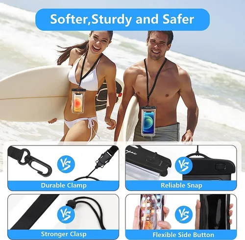 Miniatura 7 de Rynapac Funda impermeable IPX8 para teléfono, 8.5 pulgadas, paquete de 2 fundas impermeables para iPhone 17, 16, 15 Pro Max, Galaxy S26 S25 Ultra