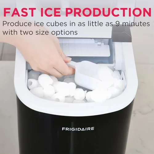 Miniatura 5 de FRIGIDAIRE EFIC101-BLACK - Máquina para hacer hielo para encimera, 26 libras, tamaño de cubo de hielo ajustable, máquina portátil de cubitos de Negro