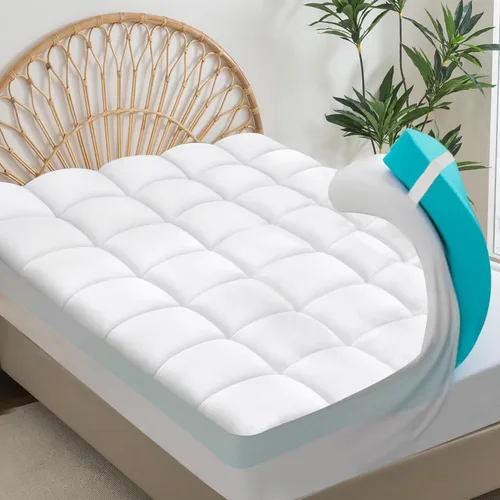 Miniatura 9 de SHOUREN Cubrecolchón de Espuma Viscoelástica de 5 Pulgadas King para Alivio del Dolor de Espalda, Cubrecolchón de Cama de Espuma Viscoelástica