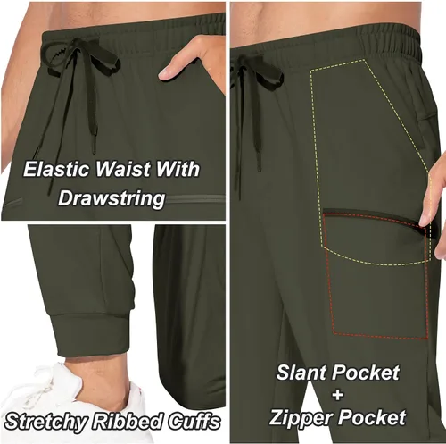 Miniatura 4 de M MAROAUT Pantalones deportivos para hombre, pantalones deportivos ligeros con bolsillos con cremallera, pantalones de entrenamiento para gimnasio
