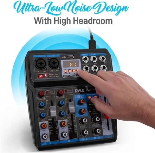 Miniatura 4 de Pyle Mezclador de audio profesional inalámbrico para DJ, 6 canales compatible con Bluetooth, controlador de DJ, mezclador de sonido con efectos DSP