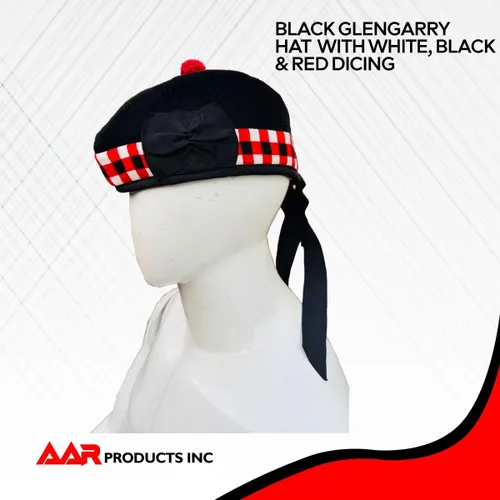 Miniatura 27 de AAR Gorros Glengarry Balmoral Kilt Scottish para hombre en dados y lisos 100% lana Piper 52-62