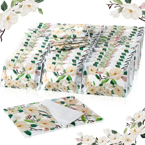 Miniatura 18 de Geyee Paquete de 50 servilletas de papel facial de viaje, pañuelos desechables de bolsillo para invitados de boda, viajes, bolsa escolar