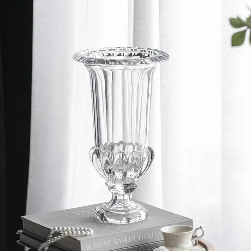 Miniatura 4 de Florero decorativo de vidrio de estilo antiguo de 9.4 pulgadas con patrón de diamante