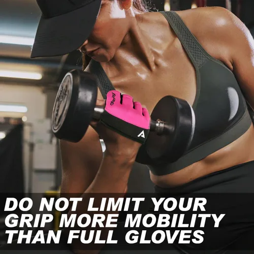 Miniatura 6 de AYRO Guantes de entrenamiento mínimos, guantes cortos parciales de gimnasio para levantamiento de pesas con almohadillas de agarre para hombres