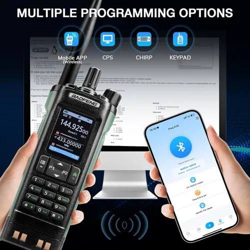 Miniatura 4 de BAOFENG UV-32 Radio de Radioaficionado Portátil de 10W, Radio Bidireccional de Largo Alcance Multibanda con GPS, Chirp y Aplicación Inalámbrica
