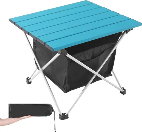 Miniatura 11 de Mesa de camping portátil Grope con superficie de mesa de aluminio, mesa de playa plegable fácil de transportar, perfecta para exteriores, picnic