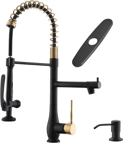 Miniatura 21 de GIMILI Grifo de cocina negro mate con rociador extraíble de una sola manija grifo de fregadero de cocina de alta presión grifos de cocina