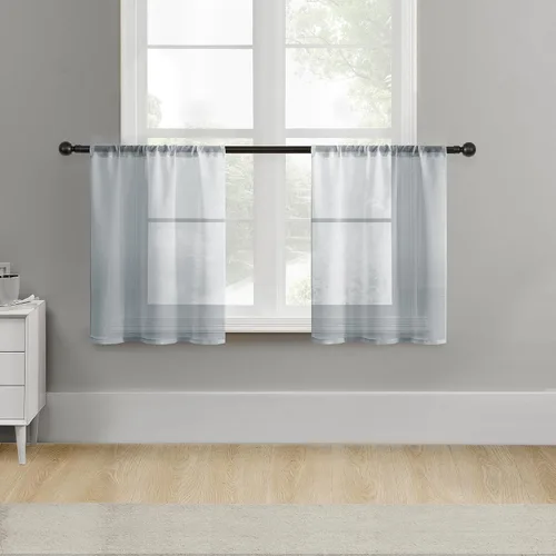 Miniatura 46 de MRTREES Cortinas transparentes de Aqua Blue, para cocina, de 36 pulgadas de longitud, cortinas transparentes de gasa con filtro de luz, cortinas