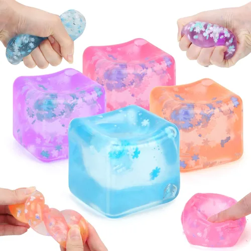 Miniatura 9 de Gretex Cubo de hielo Fidget Toy para todas las edades: paquete de 3 cubos suaves sensoriales Fidget cubo de hielo bola de estrés Squishy Cube