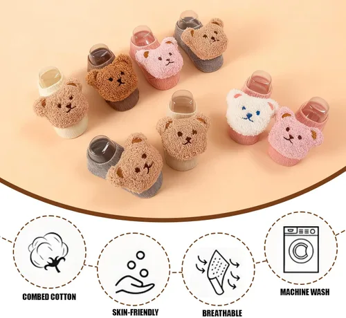 Miniatura 3 de Baby Girl Non Slip Cute Flower Grippy Socks Soft Breathable Cotton Toddler Ankle Socks Anti Skid Newborns