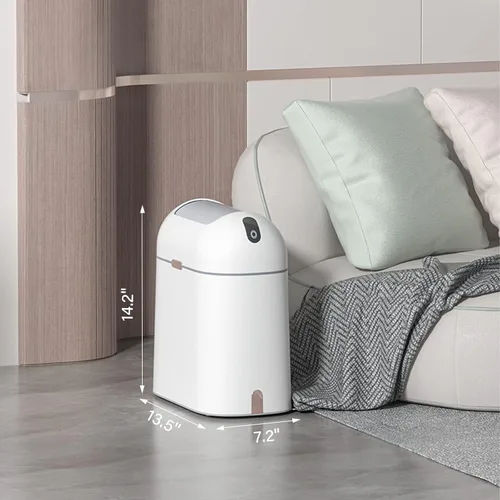 Miniatura 4 de ELPHECO Cubo de basura para baño, 2.5 galones, con sensor de movimiento, impermeable, con tapa de mariposa, decoración de baño, cesta de basura