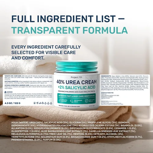 Miniatura 7 de Crema de urea 40 por ciento para pies de máxima fuerza, crema de urea para pies y removedor de callos, crema exfoliante para talones con ácido