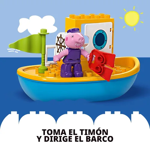 Miniatura 5 de LEGO DUPLO Peppa Pig - Juguete de baño de viaje en barco, juego de aprendizaje de bloques de construcción para niños preescolares con 2 figuras