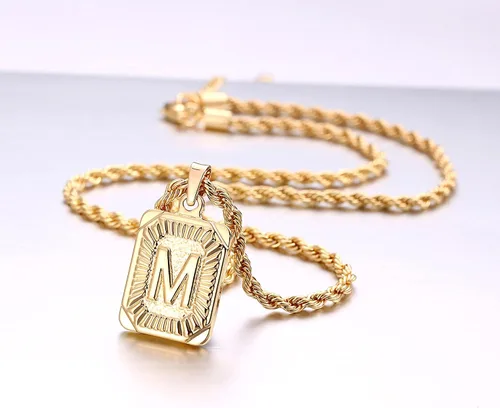 Miniatura 6 de Yooblue Collares con inicial en capas de oro para mujer, chapados en oro de 14 quilates, collares con dije de inicial, collares de cadena