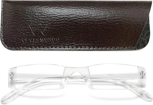 VEVESMUNDO Gafas de lectura transparentes sin montura para hombres y mujeres, elegantes lectores estrechos