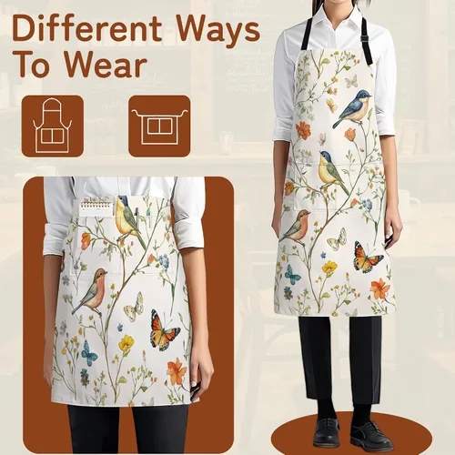 Miniatura 5 de Delantal de cocina con bolsillo, cuello ajustable impermeable y lazos largos, delantal de cocina para hornear, jardinería, pintura para mujer