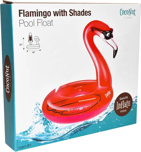 Miniatura 7 de Flotador de piscina de flamenco con sombras de coco al aire libre – Anillo inflable para piscina – Tubo de descanso duradero de larga duración