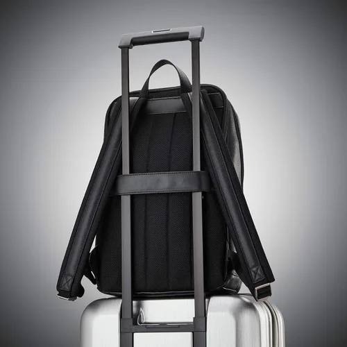Miniatura 7 de Samsonite Mochila delgada clásica de cuero, Negro -, Mochila delgada clásica de cuero