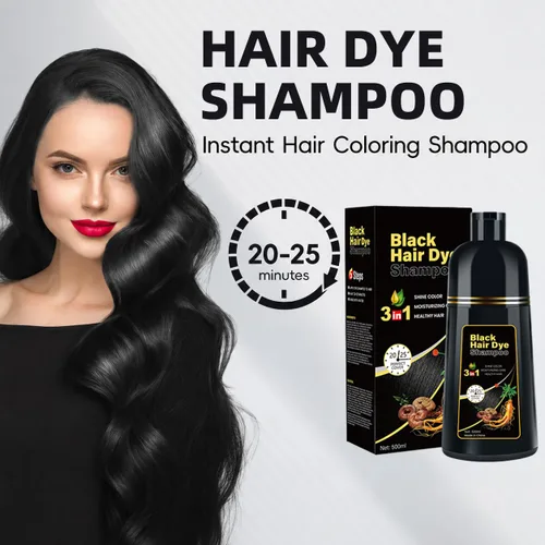 Miniatura 2 de Champú de tinte para cabello negro 3 en 1 Champu para canas, para cobertura de cabello gris, champú de color negro herbario natural para mujeres