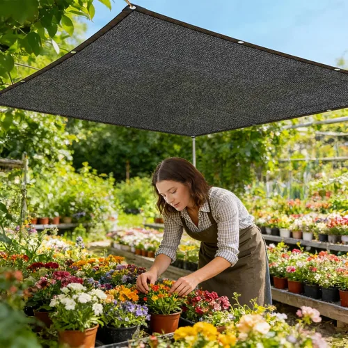 Shade-Cloth 85-90% para Plantas de Invernadero de Jardín 12x12 Pies, Cubierta de Malla Negra Bloqueadora de Sol con Ojales Toldo de Sombra para