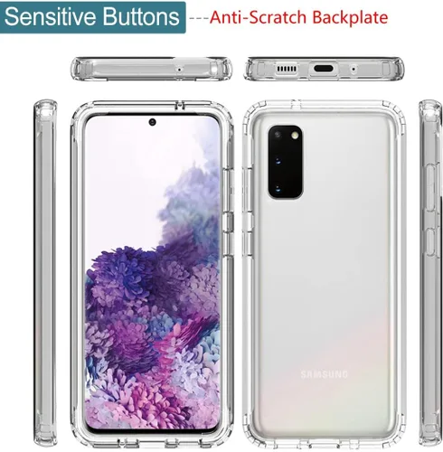 Miniatura 5 de Funda para Samsung Galaxy S20 5G, transparente, protección de cuerpo completo, protector de pantalla de vidrio templado, parachoques híbrido a