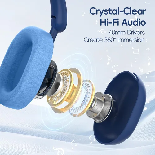 Miniatura 3 de LOBKIN - Auriculares Bluetooth para niños 6.0, auriculares inalámbricos sobre la oreja para niños con micrófono, tiempo de reproducción de 55 horas