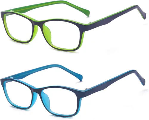 Miniatura 9 de Gafas de sol para niños, antiazules, rectangulares, antigolpes, con luz azul, UV400, antirreflejos, Negro