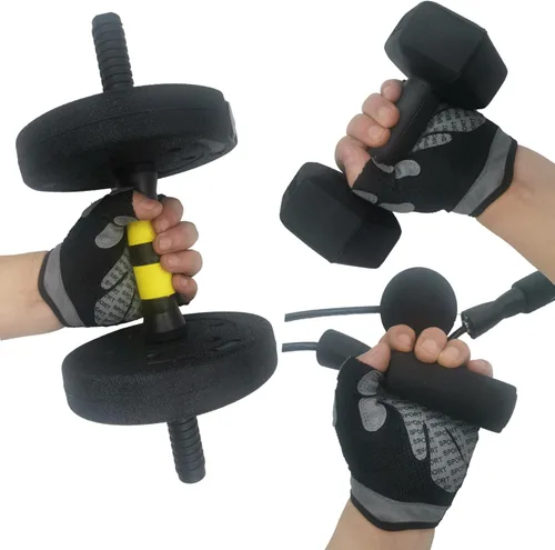 Miniatura 7 de Guantes de entrenamiento para hombres y mujeres, sin dedos, transpirables y protección completa de la palma de la mano, guantes de ejercicio