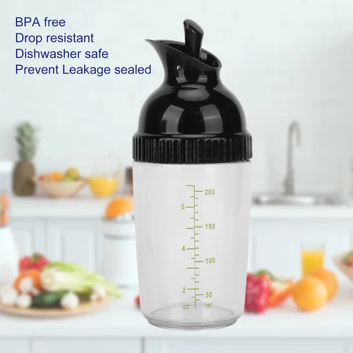 Miniatura 6 de Recipiente para aderezo de ensalada de 6.8 fl oz, botella mezcladora de aderezo de ensalada con tapa antigoteo para aderezos de ensalada, aceite