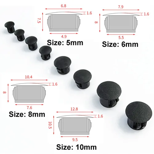 Miniatura 2 de Qrity 20 tapones de agujero negro, tapones de plástico para agujeros de gabinete, tapones redondos tipo empotrado, cubierta de cierre para muebles