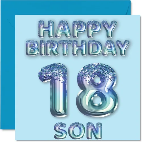 Miniatura 227 de Stuff4 Tarjeta de primer cumpleaños para niños, globo de fiesta con purpurina azul, tarjetas de feliz cumpleaños para niño de 1 año, nieto, hijo, 57
