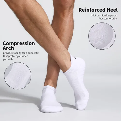Miniatura 3 de Lapulas Calcetines de tobillo atléticos para correr, corte bajo, acolchados, antiampollas, calcetines deportivos para hombres y mujeres, 6 pares