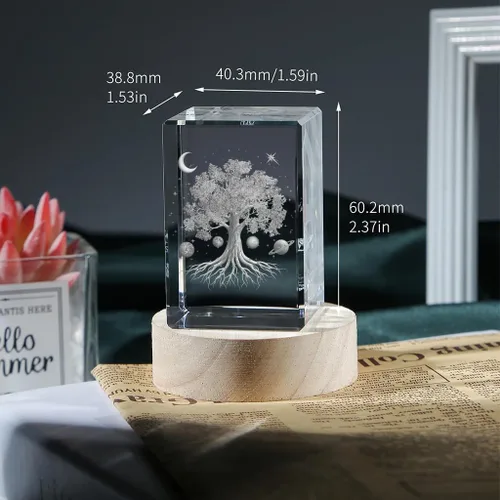 Miniatura 3 de Lámpara de cristal del árbol de la vida 3D, base de luz cambiante, regalos del árbol de la vida para mujeres, celta, Navidad, regalo de cumpleaños