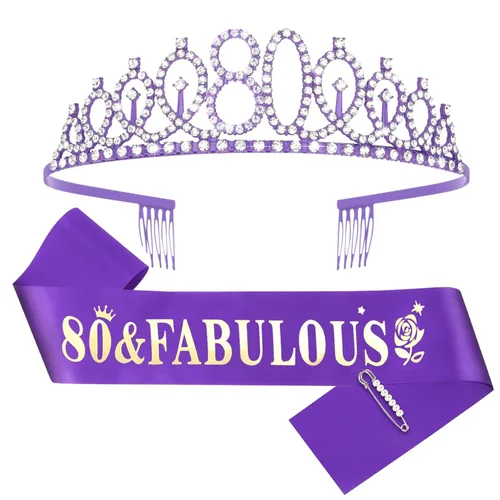 Miniatura 25 de Casoty Juego de diadema y tiara de 40 y fabuloso, oro rosa, para decoraciones de cumpleaños de 40 años, regalos para mujeres, decoraciones de fiesta