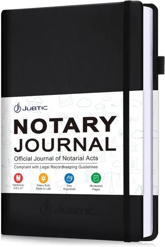 JUBTIC Libro de registro de notario – Diario A4 de tapa dura para notario público de actos notariales – Suministros notariales grandes con guardia