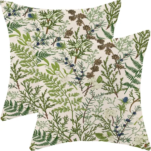 Miniatura 16 de AEIOAE Fundas de Almohada de Primavera 12x20 Pulgadas Juego de 2, Fundas de Almohadas Decorativas de Flores Silvestres y Plantas Verde Salvia