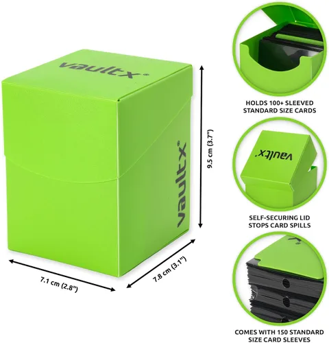 Miniatura 2 de Caja de almacenamiento para cartas Vault X y 150 fundas negras para cartas, se ajusta a más de 100 cartas con funda, tamaño grande estándar, caja