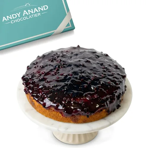 ANDY ANAND CHOCOLATIER Pastel tradicional de arándanos de 9 pulgadas, 2 libras, postre fresco de panadería – Regalo de pastel de cumpleaños gourmet