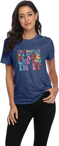 Miniatura 3 de Camisetas con texto en inglés The World is A Better Place with You in It (El mundo es un lugar mejor contigo in it), camiseta inspiradora