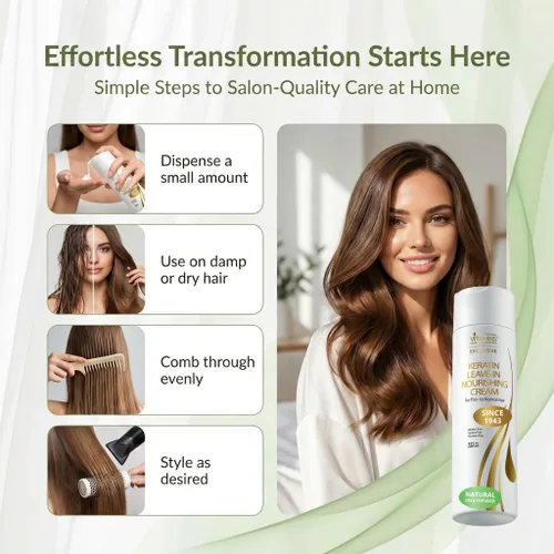 Miniatura 4 de VITAMINS hair cosmetics Acondicionador sin enjuague de queratina para cabello fino, hidratante ligero y crema desenredante hidratante para cabello